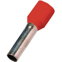 Isoleret terminalrør rød 1mm2 L=8mm - (100 stk.)