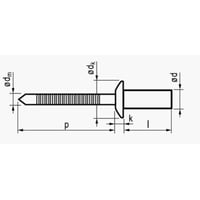3,2X8 rundhovedet rustfri/rustfri standard blindnitte lukket - (500 stk.)
