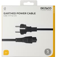 DELTACO - Strømkabel - power CEE 7/7 (han) til IEC 60320 C5 - AC 250 V - 16 A - 3 m - sort