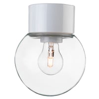 Loft- og vglampe If Glob 150 lige, E27, hvid/klar, IP54