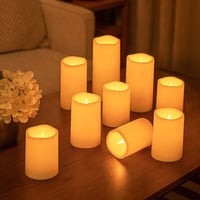 9-pak LED udendrs bloklys med fjernbetjening, batteri og timerfunktion - 5,5cm hjde: 13/15/17,5cm, trdls og vandtt