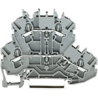 Gennemgangsklemme, 2,5mm², grå, 4-leder, 2-etage, fjedertilslutning