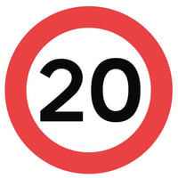 Vejskilt, hastighed max 20 km/t, C55, 70 cm