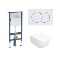 Geberit Duofix 112 cm toiletpakke inkl. cisterne, Geberit Selnova vghngt + SoftClose toiletsde, Geberit Delta01 rund, hvid/blank tryk - byg selv