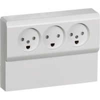 LK OPUS 66, Tripel stikkontakt med jord og indbygget i panelunderlag, 2 modul, lysegr - Lauritz Knudsen