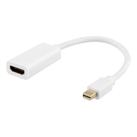 DELTACO Mini DisplayPort till HDMI adapter, 4K 60Hz, 0,2m, Hvid