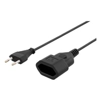 DELTACO ungrounded power cable, CEE 7/16 to IEC 60906-1, 1m, sort