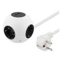 DELTACO Power globe, 2xUSB-A 2.1A, 4xCEE 7/4, 1xCEE 7/7, white