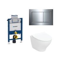 Geberit Duofix Omega 82 cm toiletpakke inkl. If Spira Modern vghngt toilet inkl. toiletsde, Omega20 square: Krom (matkrom detaljer) trykknap