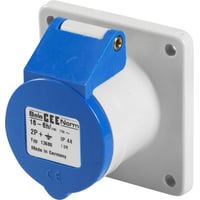 FIX-PRO CEE stikdåse indbygning H6 230V 16A 3 polet blå lige flange 75x75 mm, Quick Connect® IP44, polyamid