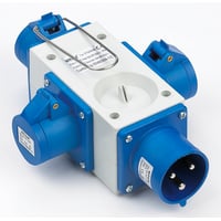 Kompaktforgrener, 3P, 16A, 230V, 3 x CEE 3P 16A 230V udgange, IP44, bl