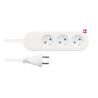 Billede af Grenuttag med 3 socket Dansk 1,5m Vit