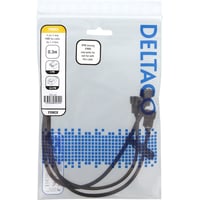 DELTACO - Strøm-splitter - 4 pin blæserstikforbindelse (han) til 4 pin blæserstikforbindelse (hun) - 30 cm - sort