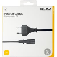 Strmkabel CEE 7/16 – C7, 3,0m, sort – Deltaco
