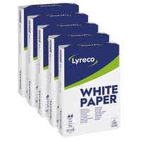 Printerpapir, A4, 80 g, kasse med 5 x 500 ark - Lyreco Standard