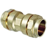 Isiflo samlemuffe - Reperationsmuffe i messing m. kompressionskoblinger, 40 x 40 mm billede