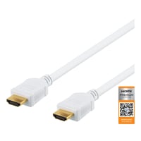 DELTACO High-Speed Premium HDMI kabel, 2m, Ethernet, 4K UHD, hvid