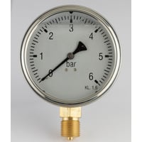 Manometer 100, ned, 1/2″, 0-6 bar, rustfrit hus m/glycerin