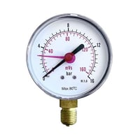 Manometer Ø80 mm, 0-10 bar, 1/2 ned