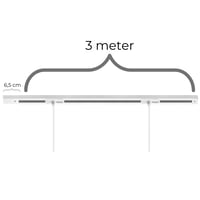 Square lampeskinne til loft til nedh?ngte lamper (pendler), til 5 lamper, endetilslutning, hvid, 3 meter