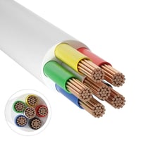 Billede af 12-24V RGB+CCT kabel, hvid rund, 6 x 0,5 mm, metervare - minimum 5 meter