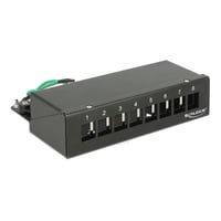 Patch panel, 8 ports, for keystone modules, shielded, black