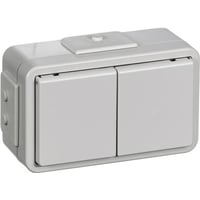 LAURITZ KNUDSEN LK OPUS®73 Stikkontakt stænktæt dobbelt u/afbryder Lysegrå, DETAILFORPAKNING