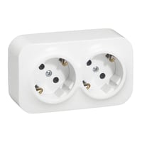 Forix Stikkontakt, Schuko Dobbelt, M/J, 16A, Hvid, IP20