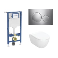 Geberit Duofix 112 cm toiletpakke inkl. Geberit Acanto vghngt toilet + toiletsde, Geberit Sigma20 round, blank/krom