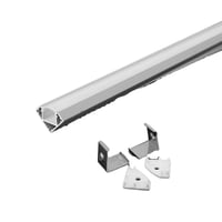 Aluprofil til LED Strip PCB 12 mm, hjrne diffuser, 2000x19x19 mm, hvid