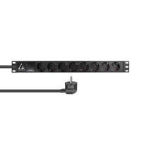Lanview 19" 1U PDU 16A 8x Schuko type F med overspndingsbeskyttelse 3 m kabel