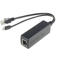 PoE splitter, 5V, 2.4A, Ethernet til RJ45 + MicroUSB, sort, kompatibel med IEEE 802.3af