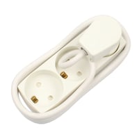 Stikdse 3 runde stik med jord, 1,5 meter, hvid