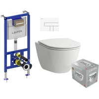 Laufen Pro toiletpakke, komplet inkl. cisterne, toiletskl, toiletsde & betjeningstryk