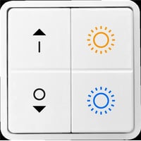 Trådløst bluetooth tryk med 4 taster, som giver mulighed for manuel lysdæmpning, kombineret med styring af farvetemperaturen