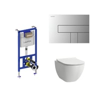 Laufen Basal toiletpakke, komplet inkl. hj cisterne (112 cm), toiletskl, soft close toiletsde og krom trykknap