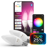 Philips Hue E14 LED-pre, kerte, B39, Color & White Ambiance, Bluetooth + Zigbee (2-pak)
