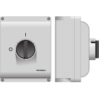 Sikkerhedsafbryder 63A 3 pol+H+PE, afbryder på front, 4xM32+2xM16, IP65, AC23A 500V, 30kW motoreffekt ved 400VAC, 142x185x125mm