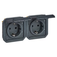 Plexo55 fortrdet dobbelt Schuko stikkontakt, 16A, 4M, antracit