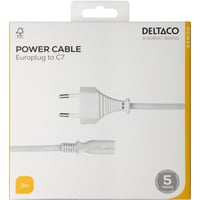 Power cord CEE 7/16 - C7, 3,0m, hvid - Deltaco