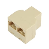 RJ45 Ethernet Y-adapter, 2x RJ45 F/F, 8P/8C, plasthus - MicroConnect