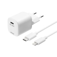 USB-C PD 20 W vgoplader, 1 m aftageligt USB-C til Lightning kabel