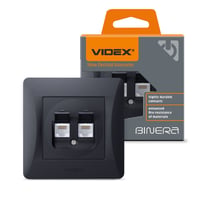 BINERA dobbelt CAT6 netvrksudtag, RJ45, 2 stik, indbygning, sort grafit