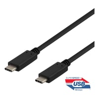 Deltaco USBC-1401 USB-C til USB-C Kabel 0.5m 10Gbps 100W 5A USB 3.1 Gen 2 - Sort