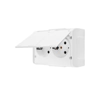 Dobbelt Schuko-stikkontakt, kompakt, IP44, 16 A, 250 V, hvid - Simon X4