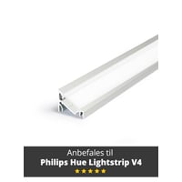 Vinklet aluprofil til bl.a. Philips Hue Lightstrips, Model C, aluminium - 1 meter