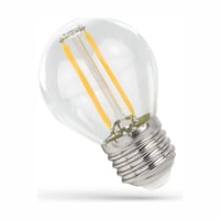 E27 1W LED kronepære, G45, kultråd, klart glas, ikke dæmpbar, 2700K
