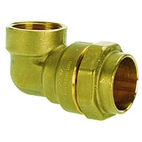 Isiflo - Vinkelovergang i messing, 90 m. kompressionskobling /muffe, 32 mm x "