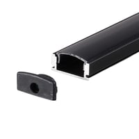 VT-8113 aluprofil - 2 meter, inkl. sort cover og endestykker