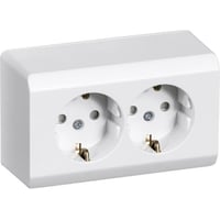 Se LK OPUS ® 66 Schuko stikkontakt udvendig dobbelt med jord, hvid hos WATTOO.DK